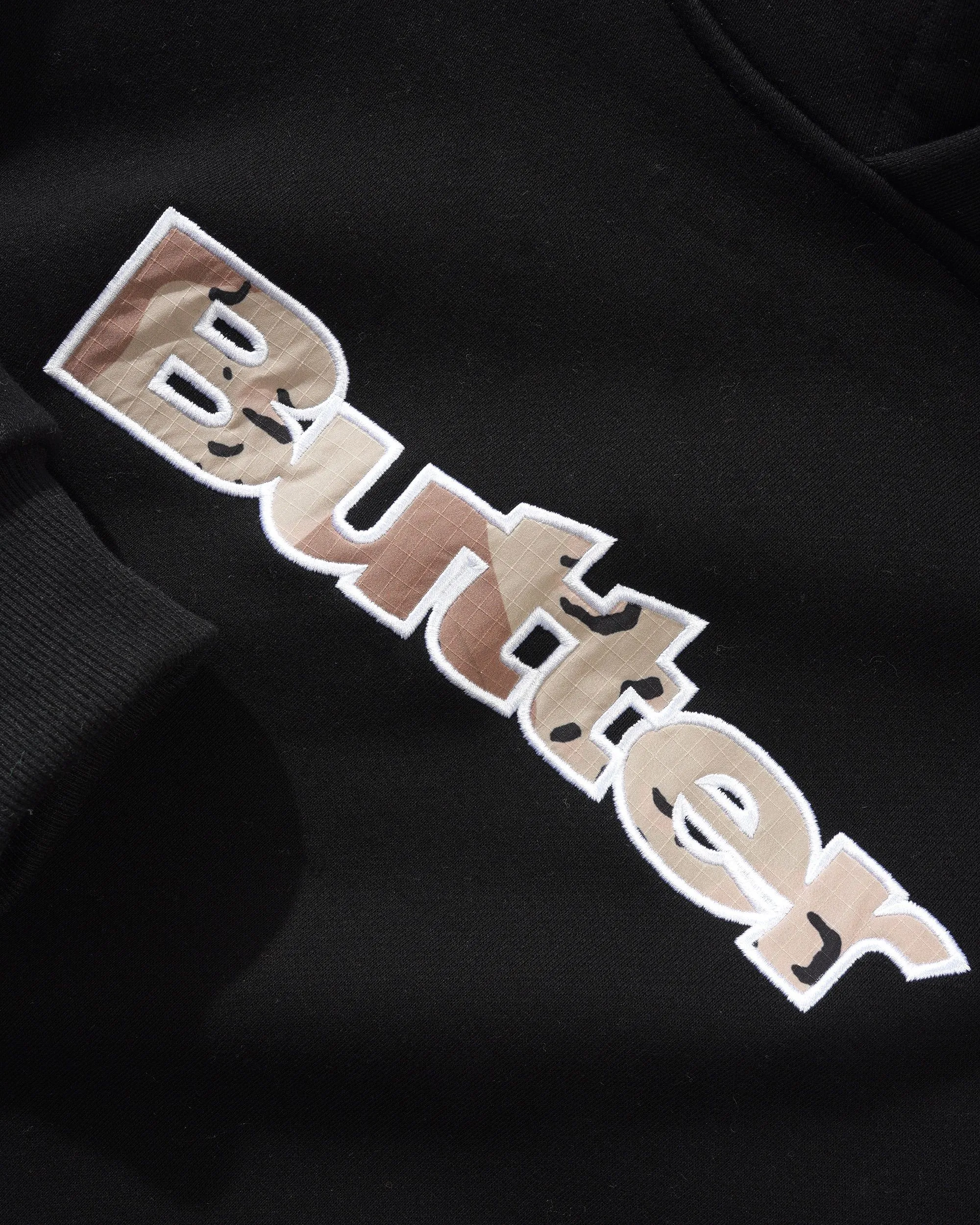 Butter Goods Logo Camo Applique Pullover Hood Black
